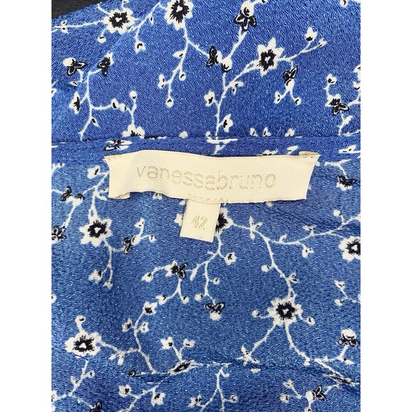 Vanessa Bruno Lona Floral Midi Dress Size 10/EU42 Blue Cottagecore Wedding NWT - Picture 11 of 12